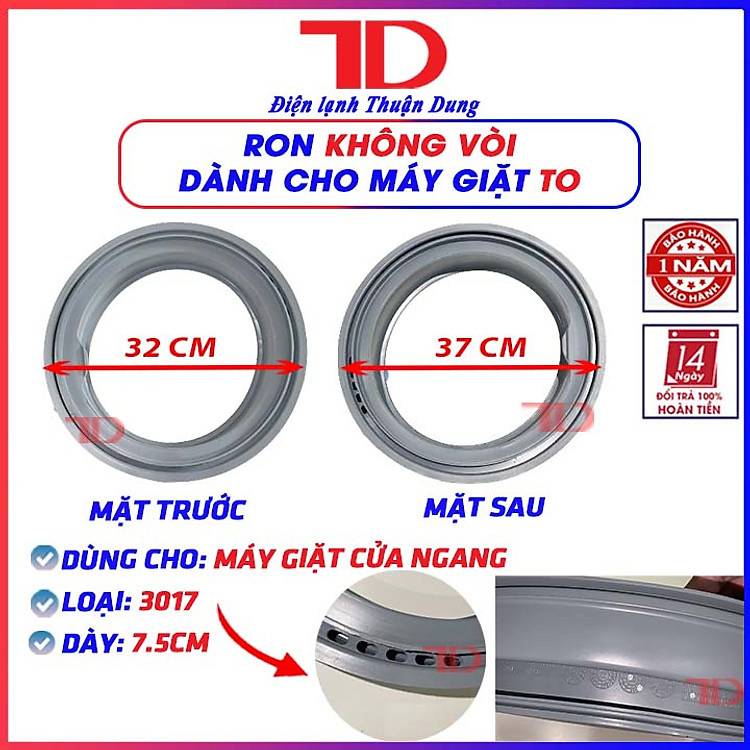 Ron cửa máy giặt dành cho máy To, Gioăng máy giặt cửa ngang không vòi model 3017, Zoăng cửa máy giặt, hàng chính hãng, Điện Lạnh Thuận Dung