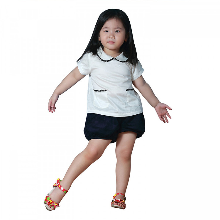 Áo Cổ Sen Ren Bé Gái Teps A005 – Trắng