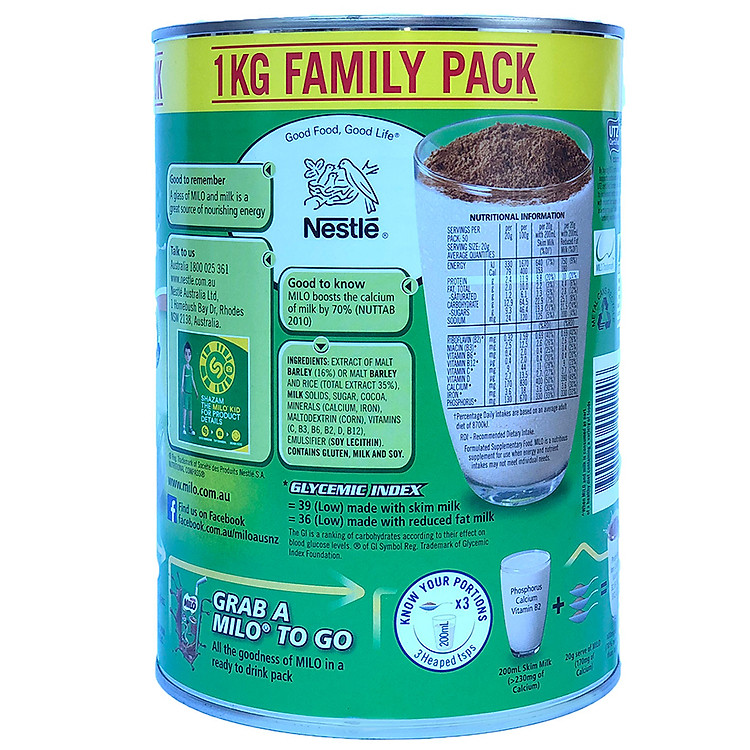Sữa Nestle Milo Úc Hộp 1Kg Tin cậy Tiết kiệm - Hình ảnh 2