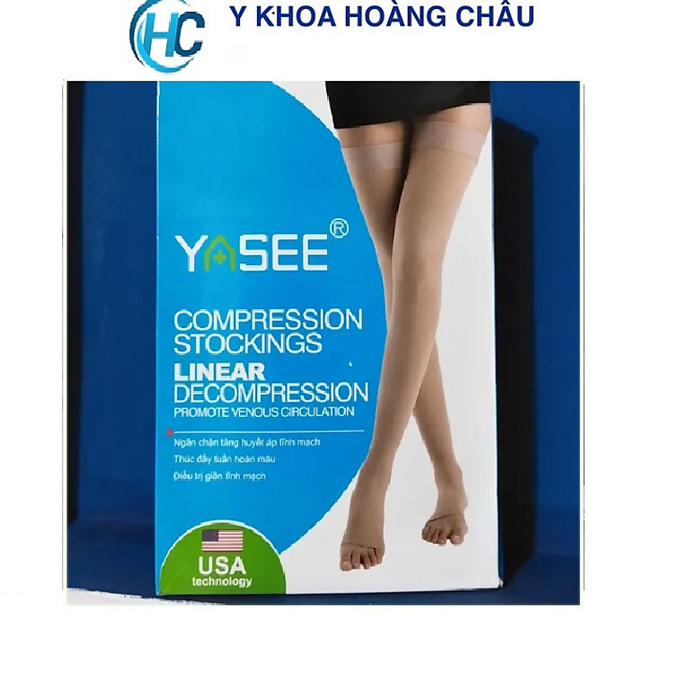 Vớ y khoa (vớ đùi) Yasee, tất chống suy giãn tĩnh mạch (Vớ đùi, màu da, hở ngón)