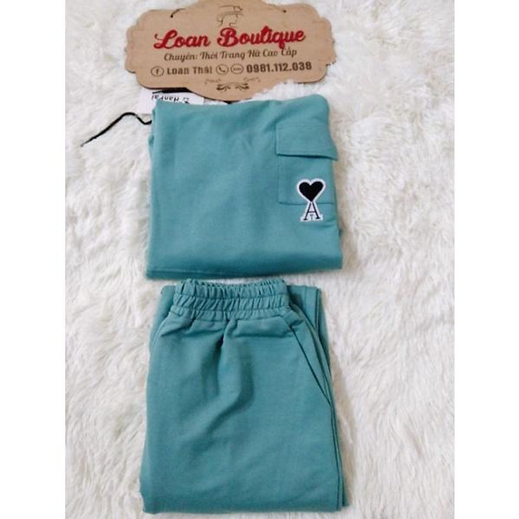 Bộ mặc nhà thu đông nữ có mũ chất cotton da cá đẹp_Hàng Quảng Châu