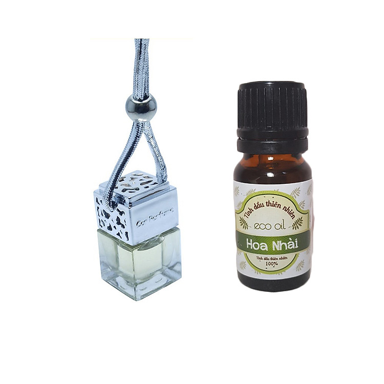 Combo 50ml tinh dầu hoa nhài và 1 chai treo nắp vuông (treo xe, tủ quần áo, nhà tắm)- Giao mầu ngẫu nhiên