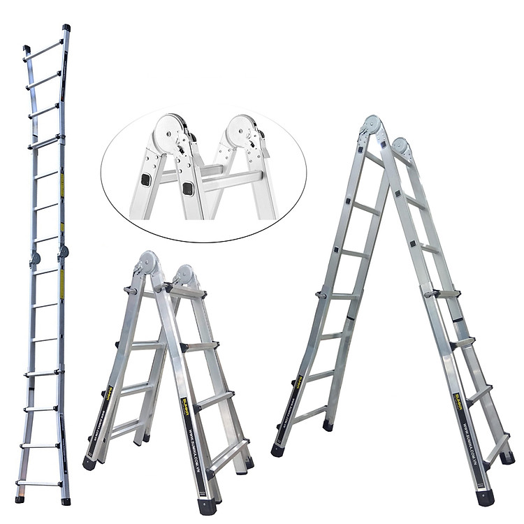 Thang nhôm rút lồng đa năng SUMIKA SKM404 - Chữ A cao nhất 2.0m, chữ I cao nhất 4.0m, tải trọng 300kg