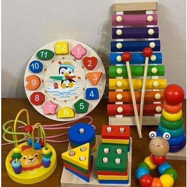 Combo 6 món đồ chơi gỗ Montessori Chính hãng Tiết kiệm