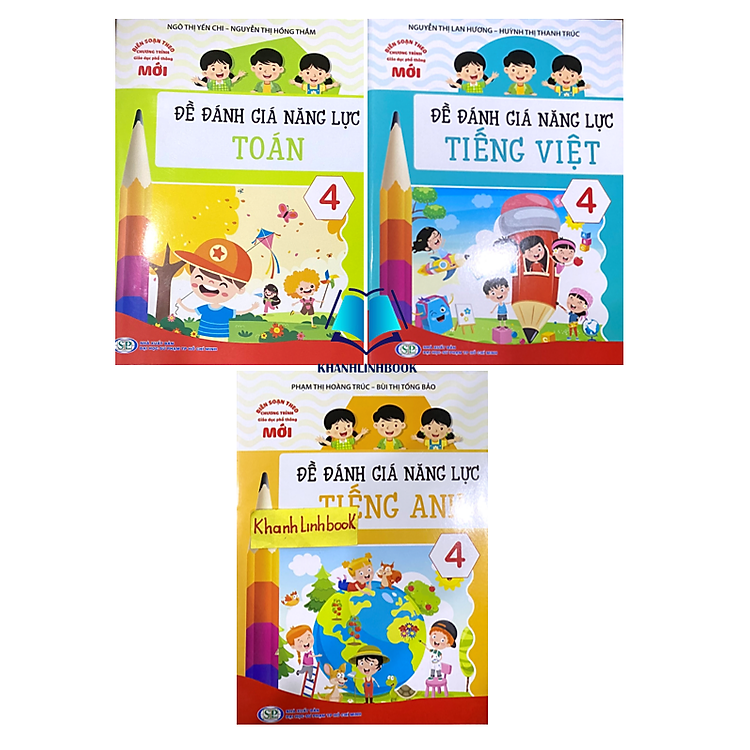 Sách - Combo Đề đánh giá năng lực Toán + Tiếng Việt + Tiếng Anh 4 (KP)