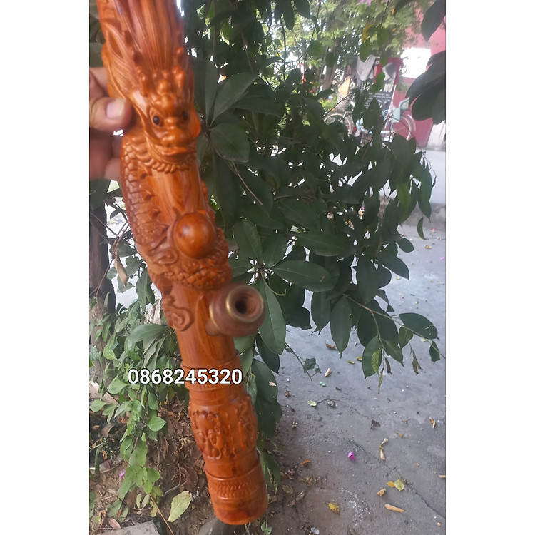 Điếu cày khắc rồng gỗ hương đá (60×7×7cm) - Ảnh 3