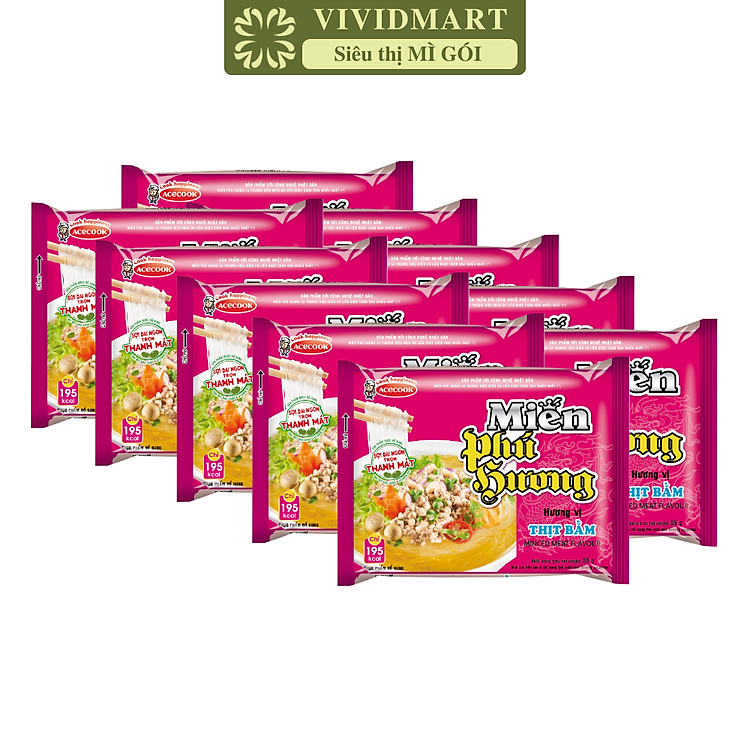 ACECOOK - Miến Phú Hương hương vị Thịt Bằm, Miến Phú Hương Thịt Bằm, Miến ăn liền Acecook (55g/gói)