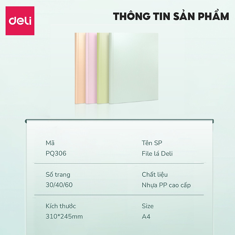 File đựng tài liệu A4 (30 lá) Deli - Cam - Ảnh 6