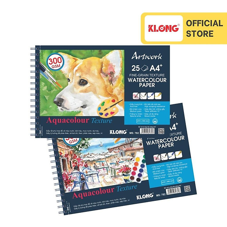 Sổ Vẽ Màu Nước KLONG A4+ (25 tờ, 300GSM)