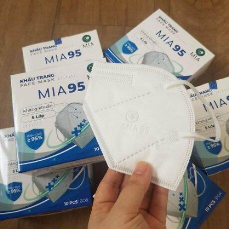 Khẩu Trang Y Tế Kháng Khuẩn N95 MIA-5 Lớp-Không Van-10 Cái/Hộp-Hàng Chính Hãng