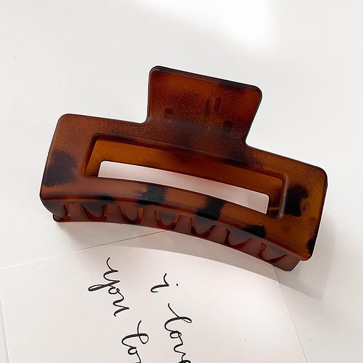 Kẹp tóc răng cưa cỡ lớn phong cách Hàn Quốc kiểu bóng mới nâu vằn