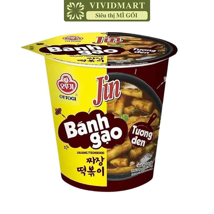 OTTOGI - Bánh gạo ly Jin hương vị Tương Đen, Bánh gạo tương đen Jin ly, Bánh gạo Ottogi Hàn Quốc (82g/ly)