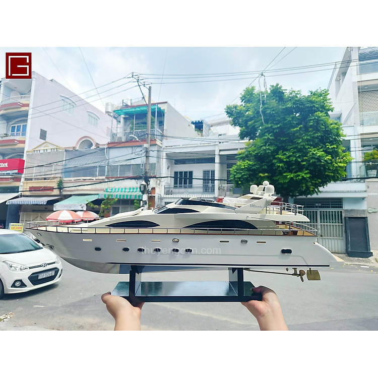 Mô Hình Thuyền Gỗ AZIMUT JUMBO 100 - Ảnh 6