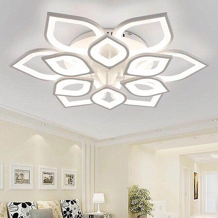 Đèn trần trang trí phòng khách LED 12 cánh sen 3 chế độ màu có điều khiển