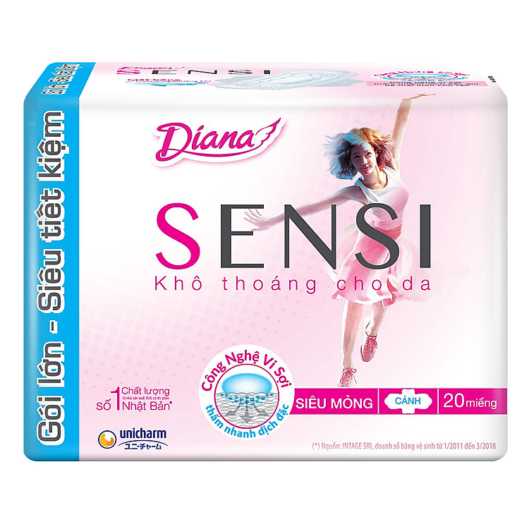 Băng Vệ Sinh Diana Sensi Siêu Mỏng Cánh 20 - 1502