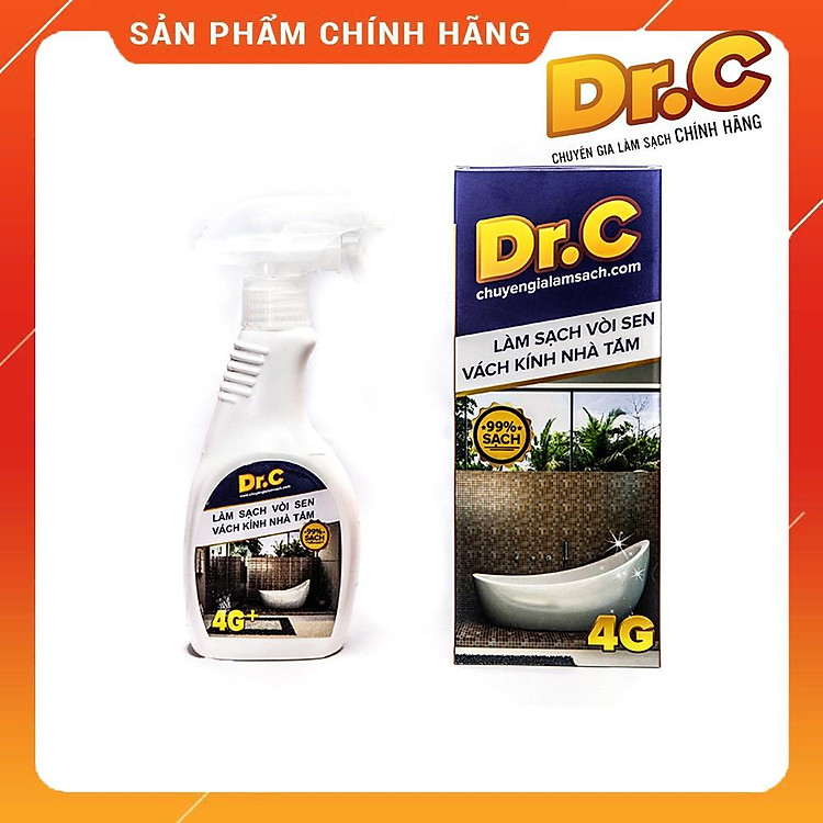 Dung Dich Tẩy Cặn Canxi, Làm Sạch vòi sen Inox, Cabin, vách kính nhà tắm Dr.C CHÍNH HÃNG (Chai 300ml)