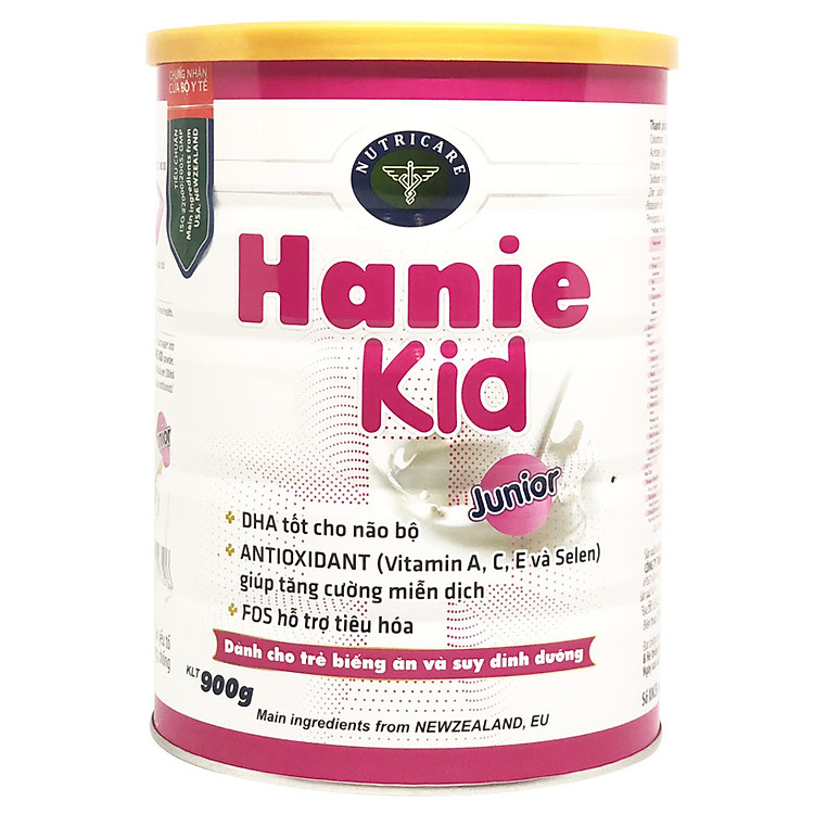 Sữa bột Hanie Kid Junior dành cho trẻ biếng ăn & suy dinh dưỡng 1-10 tuổi (900g)