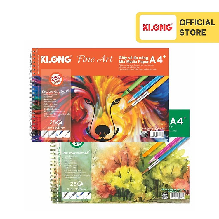 Sổ Vẽ Đa Năng KLONG A4+ (25 tờ, 250GSM)