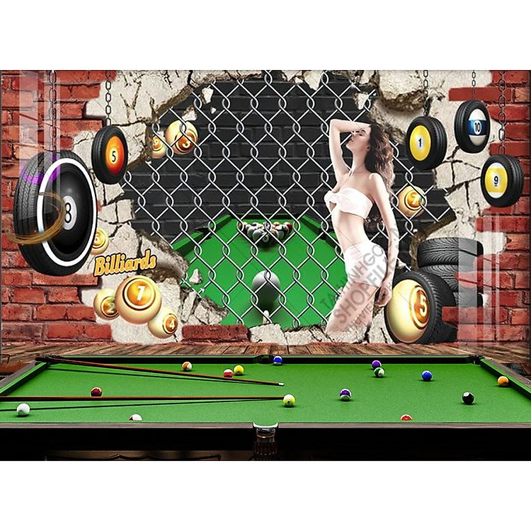 TRANH DÁN TƯỜNG TRANG TRÍ TIỆM BIDA BILLARDS (có làm theo kích thước yêu cầu)