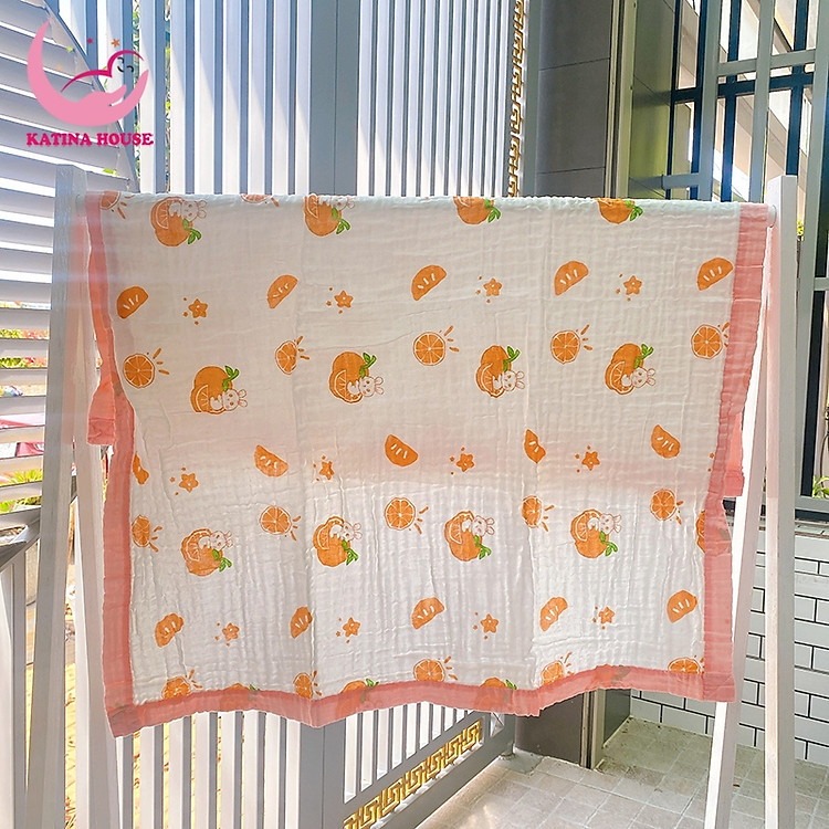 Khăn tắm cho bé sợi cotton mềm mại, thấm hút tốt, khăn 4 lớp có bo viền đẹp.