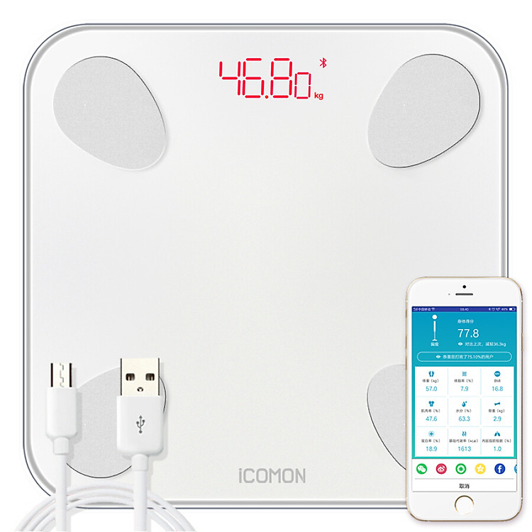 Cân Điện Tử Đo Lượng Mỡ Cơ Thể ICOMON i9u - Trắng