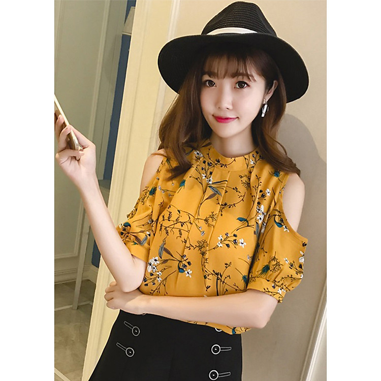 Áo nữ hở vai họa tiết hoa nhỏ ale23