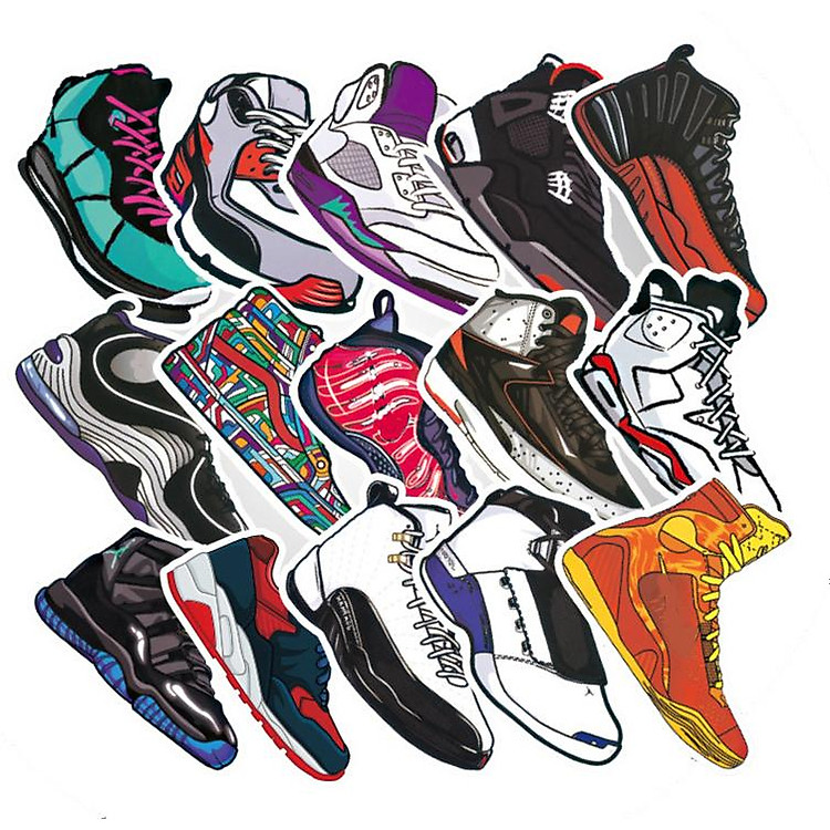 Bộ 60 Miếng Sticker Giày Sneaker 8-12cm Chống Thấm Nước