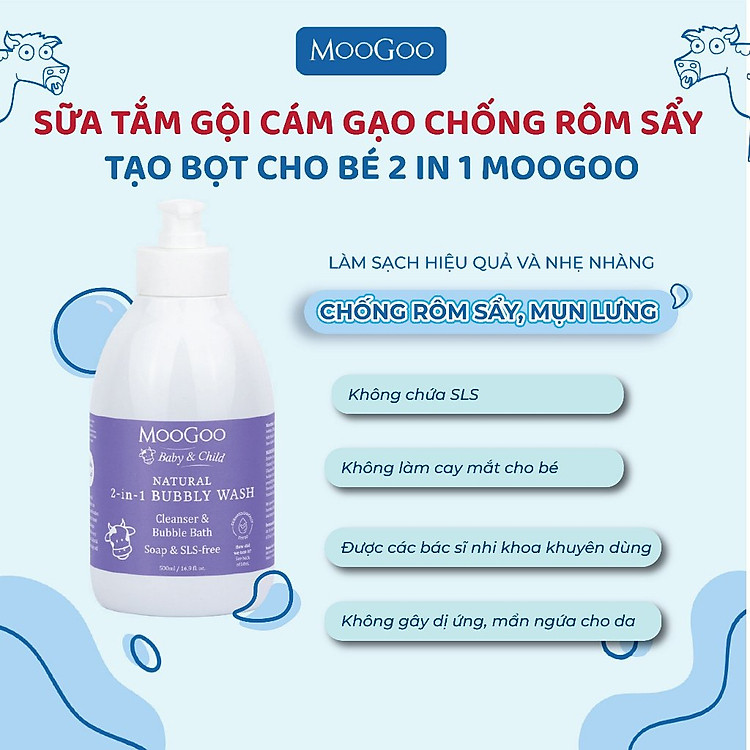 Mua Sữa Tắm Gội Cám Gạo Cho Bé - MooGoo Chính hãng Giá tốt - Hình ảnh 4
