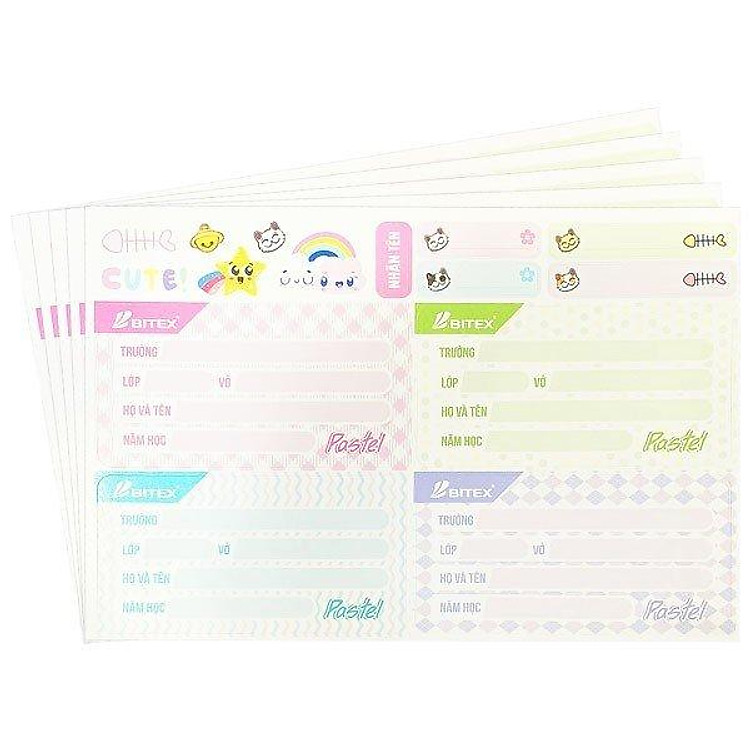 Nhãn Vở Pastel – Bitex LB06 (20 nhãn)