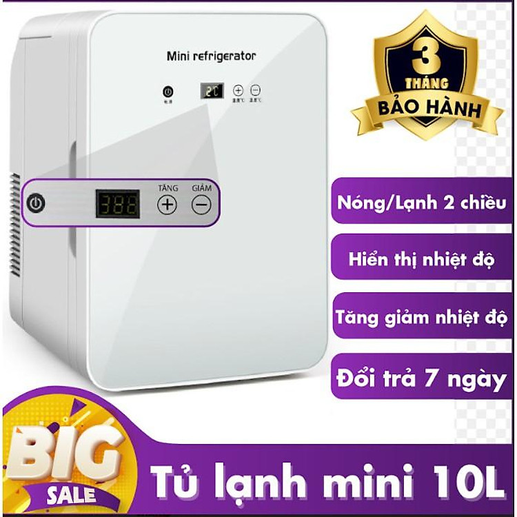 Tủ lạnh mini 10 lít có hiện thị nhiệt độ dùng cho gia đình và ô tô