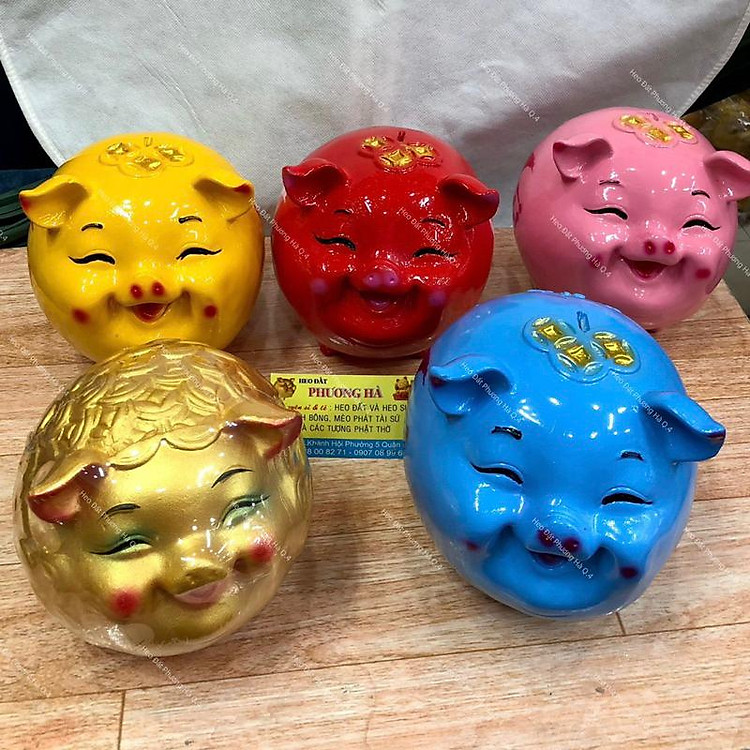 Ống Heo Thạch Cao Cưới Tít Mắt Size Vừa ( 19cm* 17cm * 17cm)