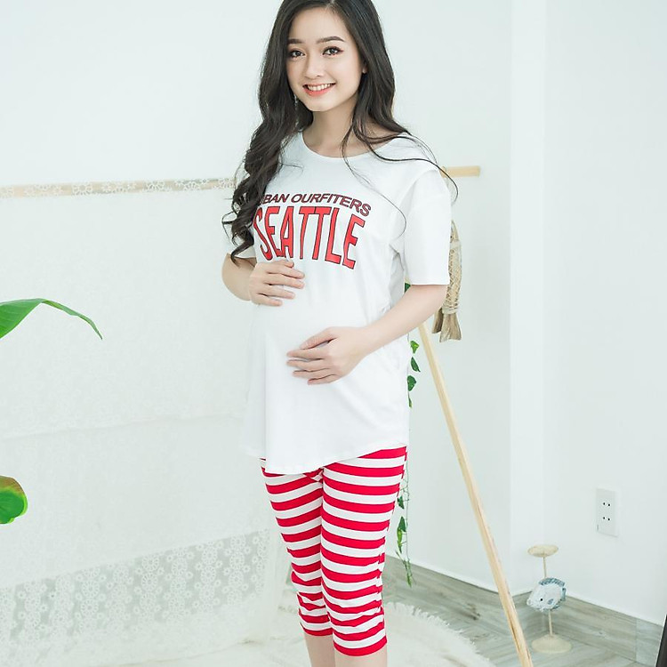 Bộ bầu mặc nhà quần kẻ sọc visso in seattle Emum