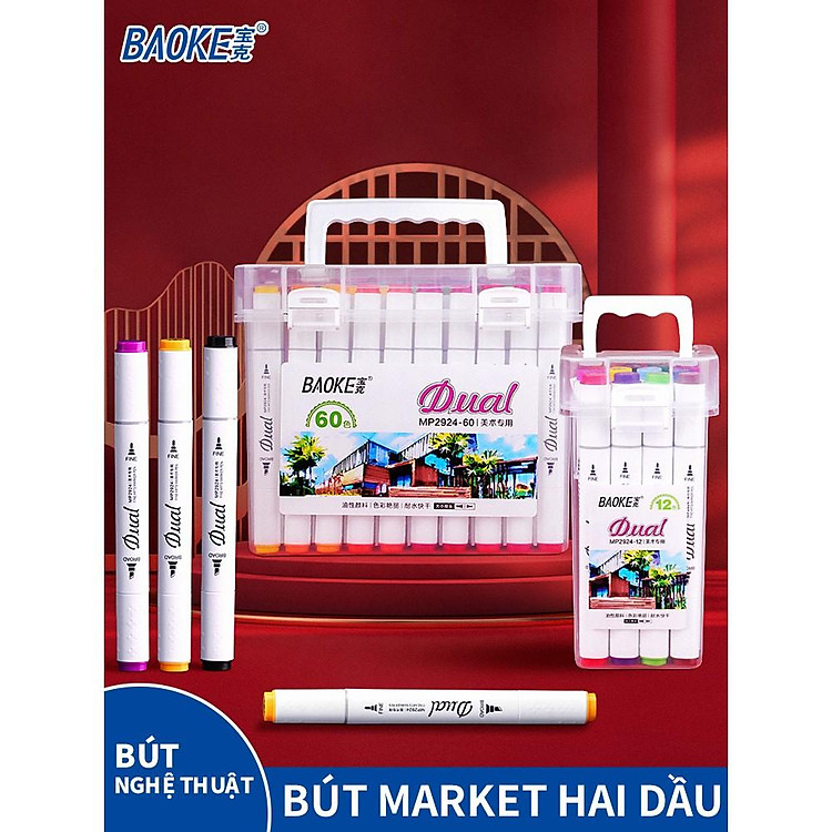 Bút Lông Tô Màu 2 Đầu Baoke MP2923 (12 màu) - Ảnh 3