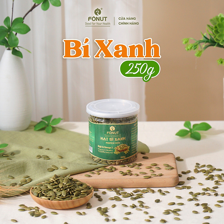 Hạt bí xanh tách vỏ FONUT hũ 500g - 250g hạt dinh dưỡng, hạt nấu sữa phù hợp cho mẹ bầu, ăn kiêng