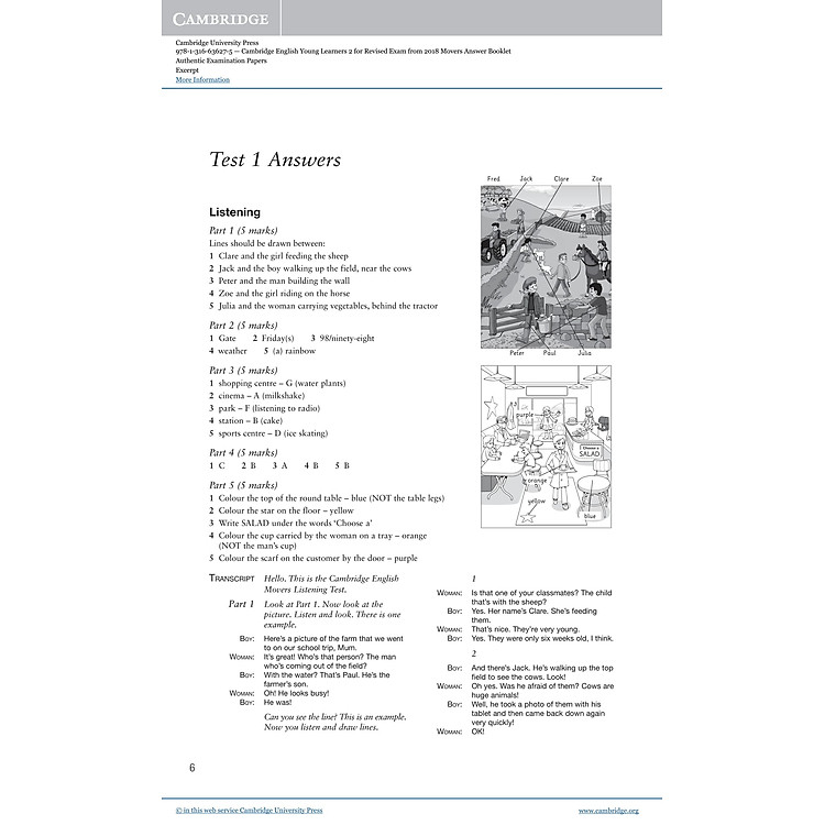 Cambridge English Young Learners 2 for Revised Exam from 2018 Movers Answer Booklet - Ảnh 3
