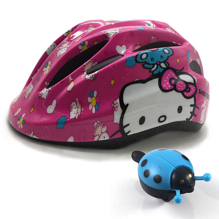 Mũ Bảo Hiểm Xe Đạp Trẻ Em Cao Cấp Tiêu Chuẩn Châu Âu Dành Cho Bé Gái Protec SMILE WT - 024 Họa Tiết Hello Kitty Dễ Thương, Đẹp Mắt - Hàng Chính Hãng