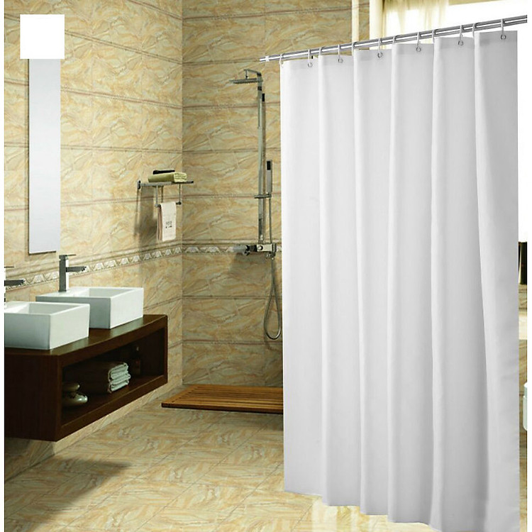 Rèm Phòng tắm PEVA không thấm nước 1.8m - MÀU THUÀN TRẮNG