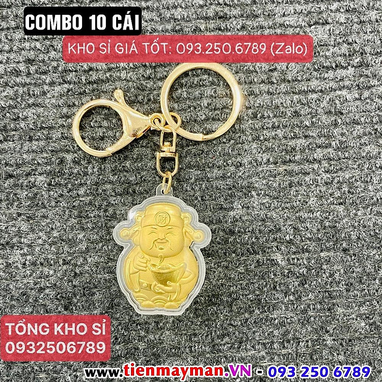Sỉ 10 Cái Móc khóa ông thần tài vàng khai lộc MAY MẮN - quà Tết ý nghĩa - PASA COLLECTION