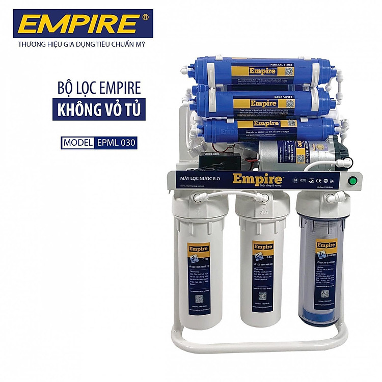 Máy lọc nước RO không vỏ tủ Empire 9,10,11 cấp lọc, Máy lọc nước để gầm Empire- Hàng chính hãng.