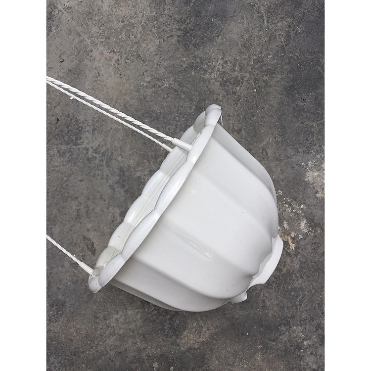 10 chậu nhựa treo kiểu bí ngô 19x15cm màu trắng