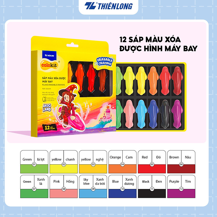 Sáp nhựa xóa được 12 màu Thiên Long Colokit – PCR-018/AK