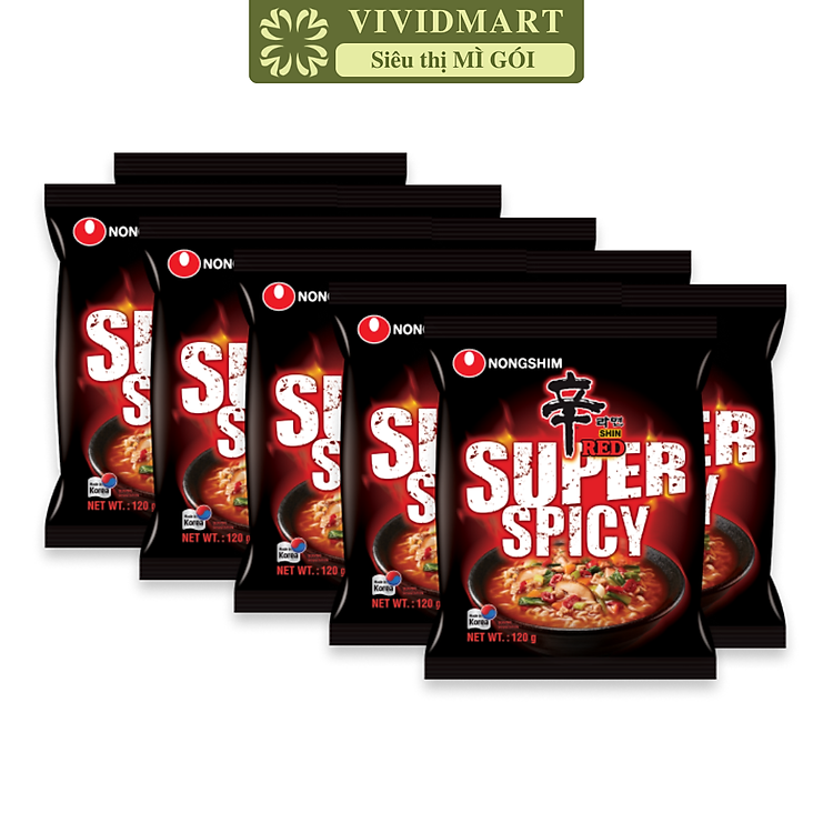 NONGSHIM - Mì Shin Ramyun hương vị Siêu cay, Mì Shin Ramyun siêu cay, Mì Shin Red Hàn Quốc ăn liền (120g/gói)