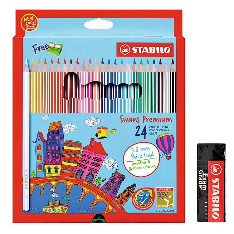 Bộ Chì Màu Swans 24 Màu (Hộp 24 màu)