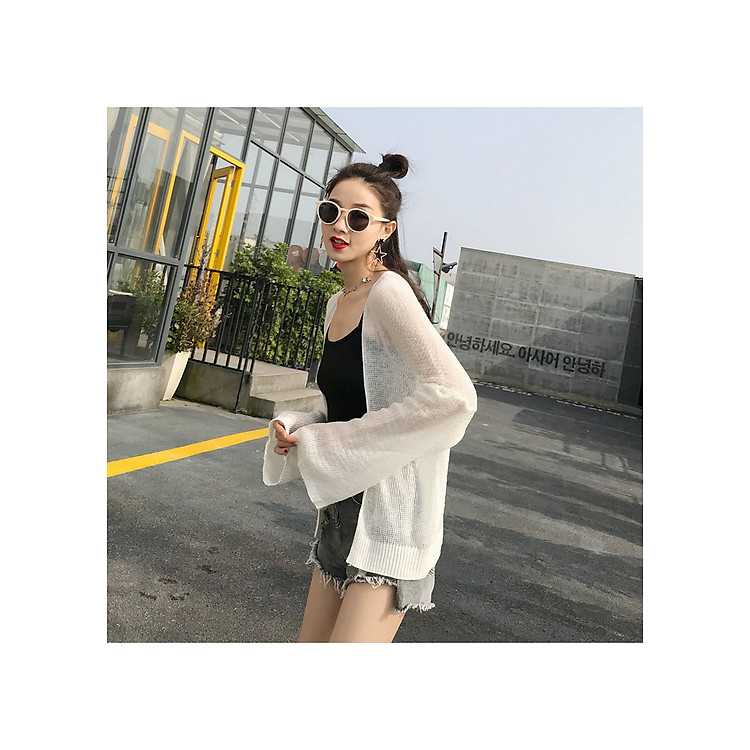 Áo Khoác Cardigan Nữ Len Mỏng Dệt Kim Siêu Hot