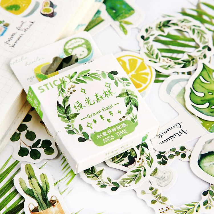 Hộp 46 Miếng Dán Sticker Trang Trí Rừng Xanh Forest