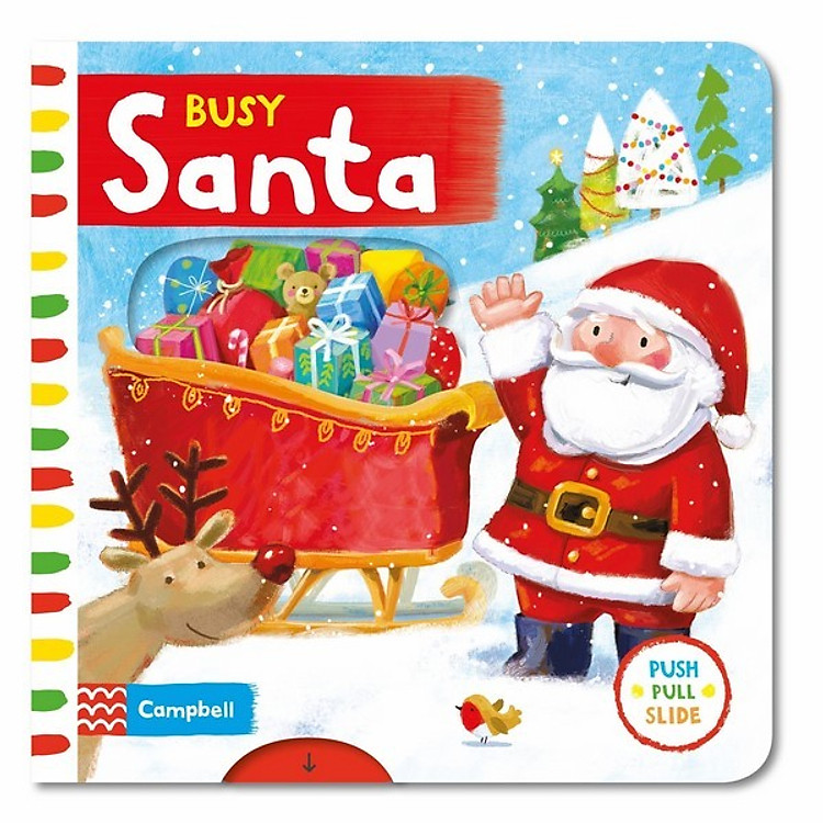 Sách Cambell Fush Full Slide Series: Busy Santa (Christmas books)