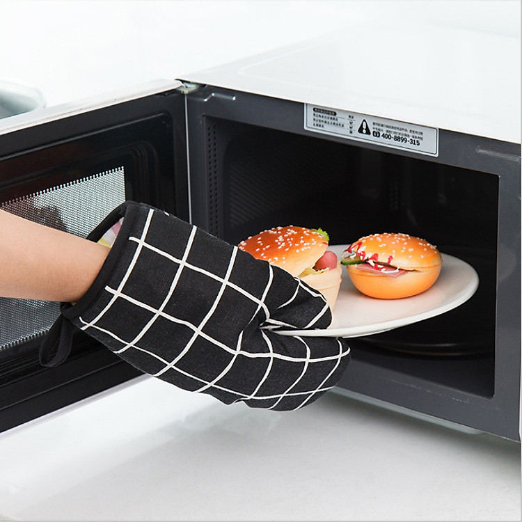 Găng tay lò vi sóng, bao tay nấu ăn nhà bếp cách nhiệt đa năng có móc treo tiện dụng