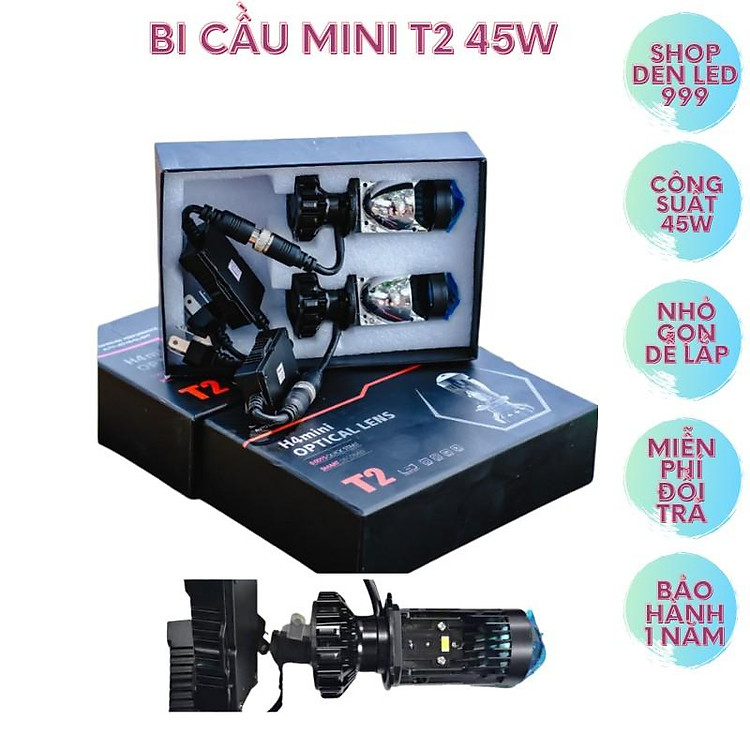 Đèn Led Bi Cầu mini T2 Lúp Tím MA RACING Chân H4 12V-24V Tăng Sáng Cho ôtô, Xe Máy, Bản Cao Cấp Nhất Trong Phân Khúc