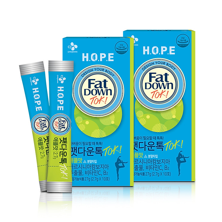 Combo 2 thực phẩm bảo vệ sức khỏe (TPBVSK) CJ FATDOWN TOKTOK APPLE hỗ trợ chuyển hóa chất béo (2.7g x 20)