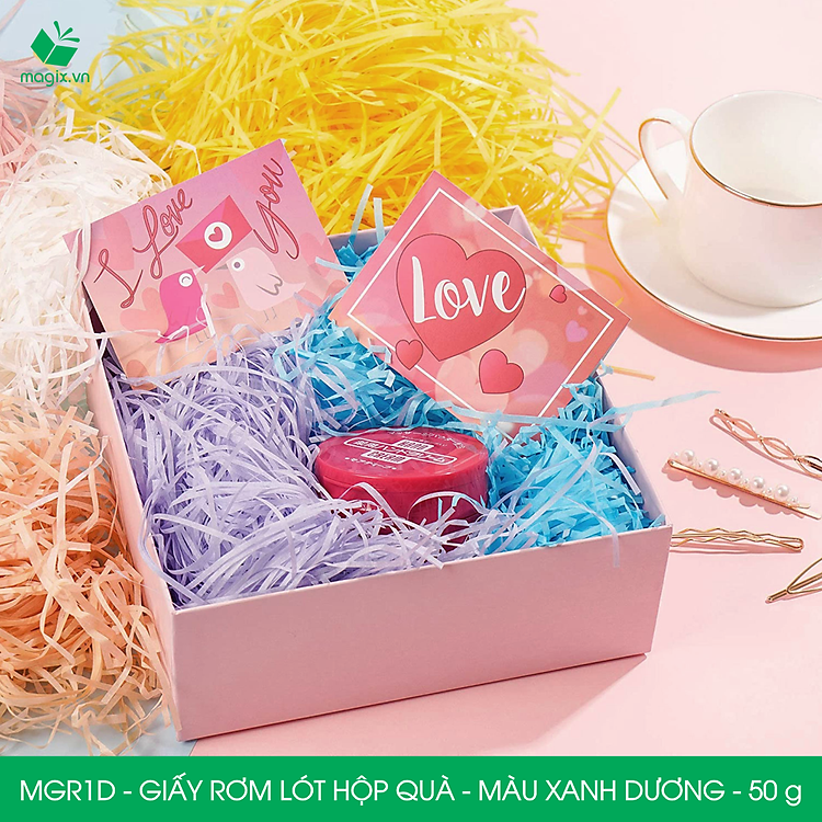 Giấy Rơm Lót Hộp Quà Màu Xanh Dương (100g) - Ảnh 5